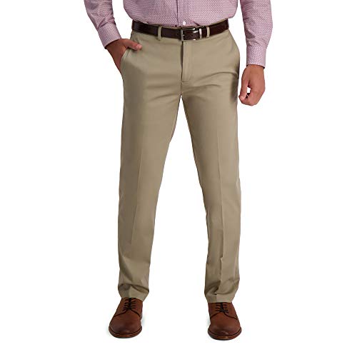 Haggar herr khaki rak passform platt framsida flex midjeband ledig byxa ...